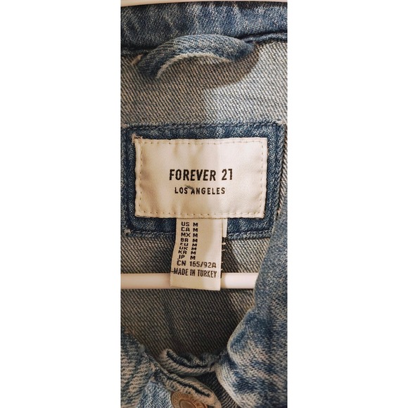 Forever 21 Denim Jacket Cropped Acid Wash Jean Jacket - Picture 4 of 6